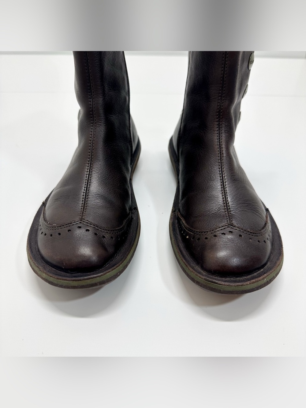 Camper Beetle Leather Side Snap Ankle Boots in Dark Brown and Green - Picture 5 of 8